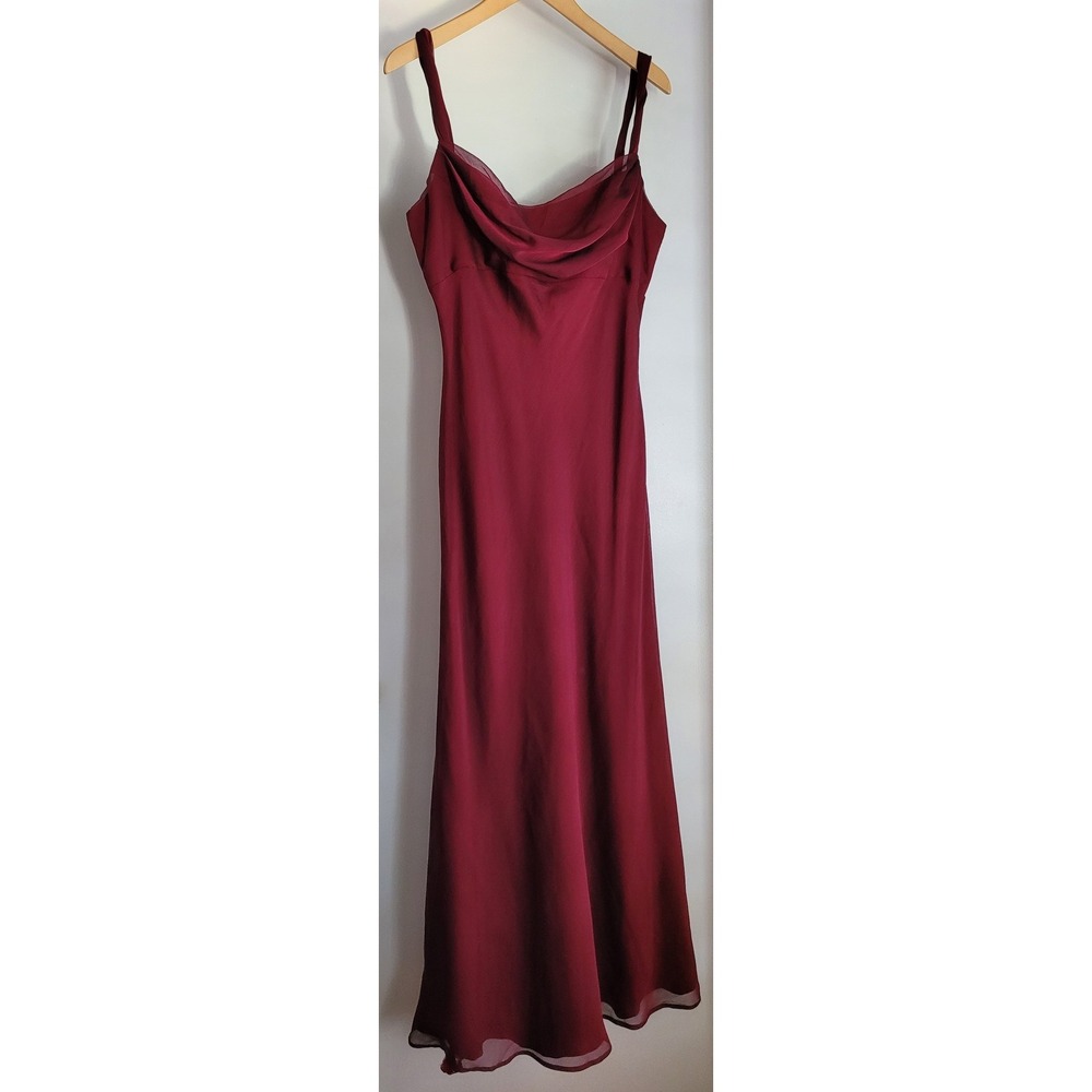 Vintage Kiki Formal Burgundy Long Dress XL Whimsigoth Maroon Prom Gown Bias Cut